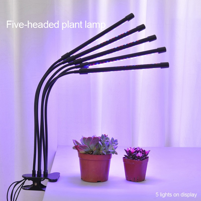1/2/3/4/5 헤드 LED 빛 USB 5V/플러그 24W 60W 식물 램프 전체 스펙트럼 식물 제어 타이머 실내 UV PlantLamp